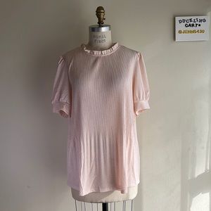 NWT👕 Adrianna Papell Pink Ruffle Neck Top SZ-XL